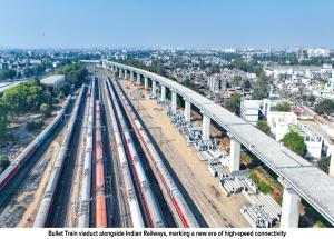 Bullet Train viaduct alongside Indian Railways, marking a new era of high-speed connectivity