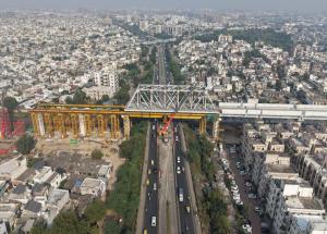 70 meter long steel bridge launched over Cadilla flyover in Ahmedabad district for Mumbai Ahmedabad Bullet Train project