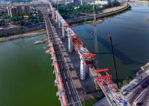 Construction advances on Sabarmati River bridge in Amdavad for Mumbai-Ahmedabad Bullet Train Project