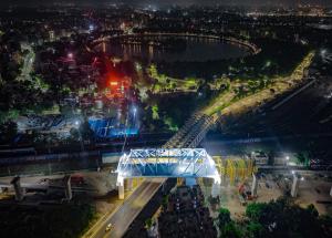Completion of steel bridge over Anupam Flyover in Ahmedabad for Mumbai-Ahmedabad Bullet Train Project
